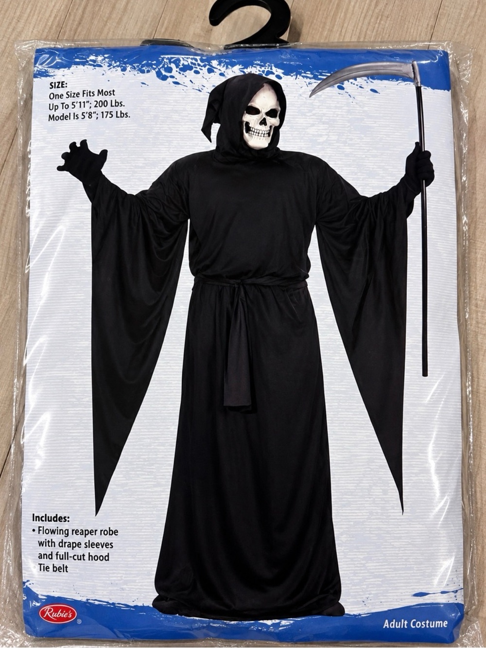 Rubie's Black Grim Reaper Kids Hooded Robe Costume